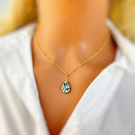 Abalone Necklace shell pendant 14k gold fill, Rose Gold, Sterling Silver iridescent summer beach jewelry layering necklace for women