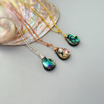 Abalone Necklace shell pendant 14k gold fill, Rose Gold, Sterling Silver iridescent summer beach jewelry layering necklace for women