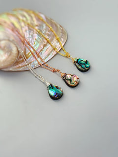 Abalone Necklace shell pendant 14k gold fill, Rose Gold, Sterling Silver iridescent summer beach jewelry layering necklace for women