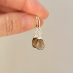 Dainty Smoky Quartz Earrings 14k gold, Sterling silver