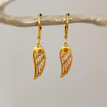 Rose Gold Heart Earrings dangle drop boho angel wing handmade gold heart jewelry romantic gift for wife, girlfriend, mom, daughter, sister