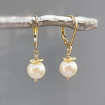 Minimalist Pearl Earrings dangle 14k Gold, Sterling Silver Blue Dainty Drop Earrings dangly artisan handmade jewelry modern bridesmaids gift