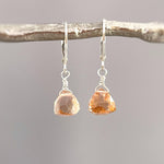 Dainty Morganite earrings dangle 14k gold, Sterling Silver, Rose Gold Peach Pink Quartz