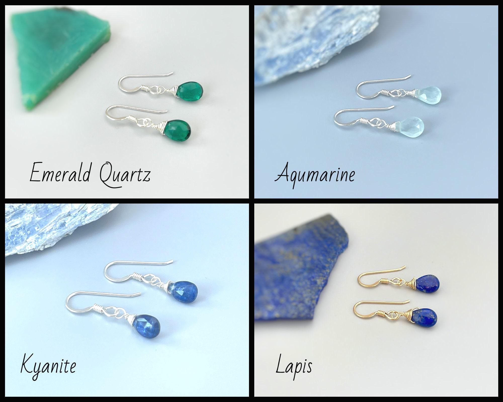 Dainty Labradorite earrings Sterling Silver, 14k Gold fill, and Rose Gold Fill