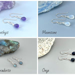 Dainty Labradorite earrings Sterling Silver, 14k Gold fill, and Rose Gold Fill
