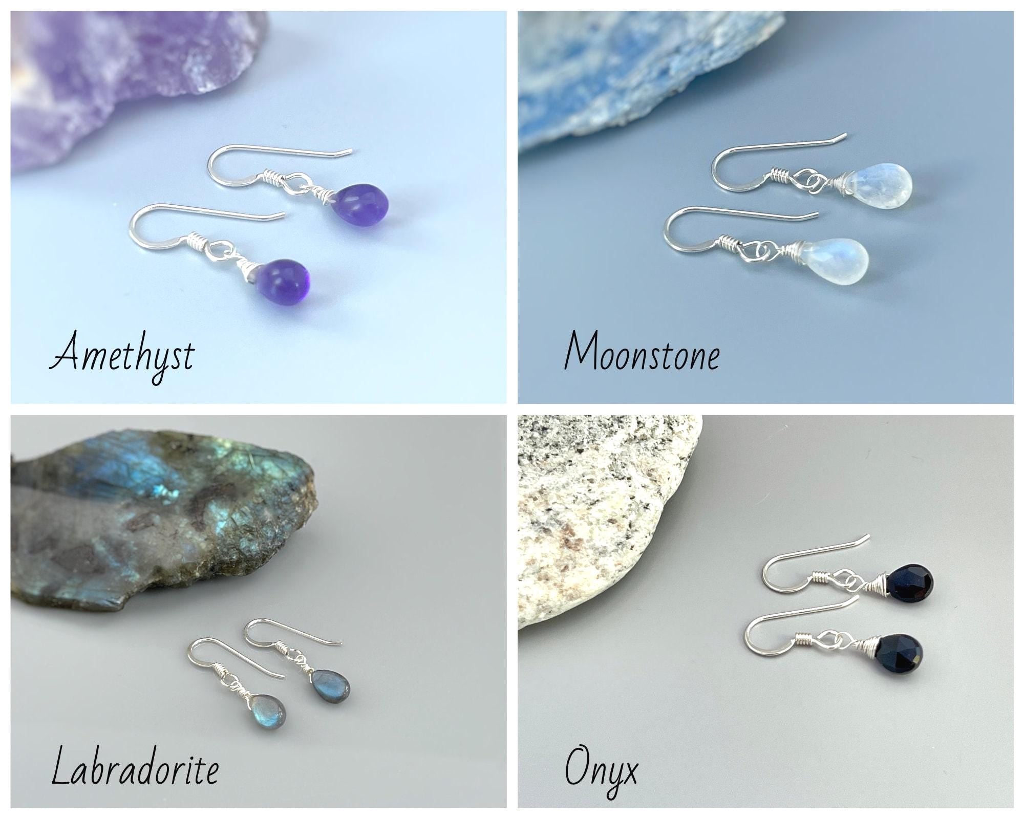 Dainty Labradorite earrings Sterling Silver, 14k Gold fill, and Rose Gold Fill