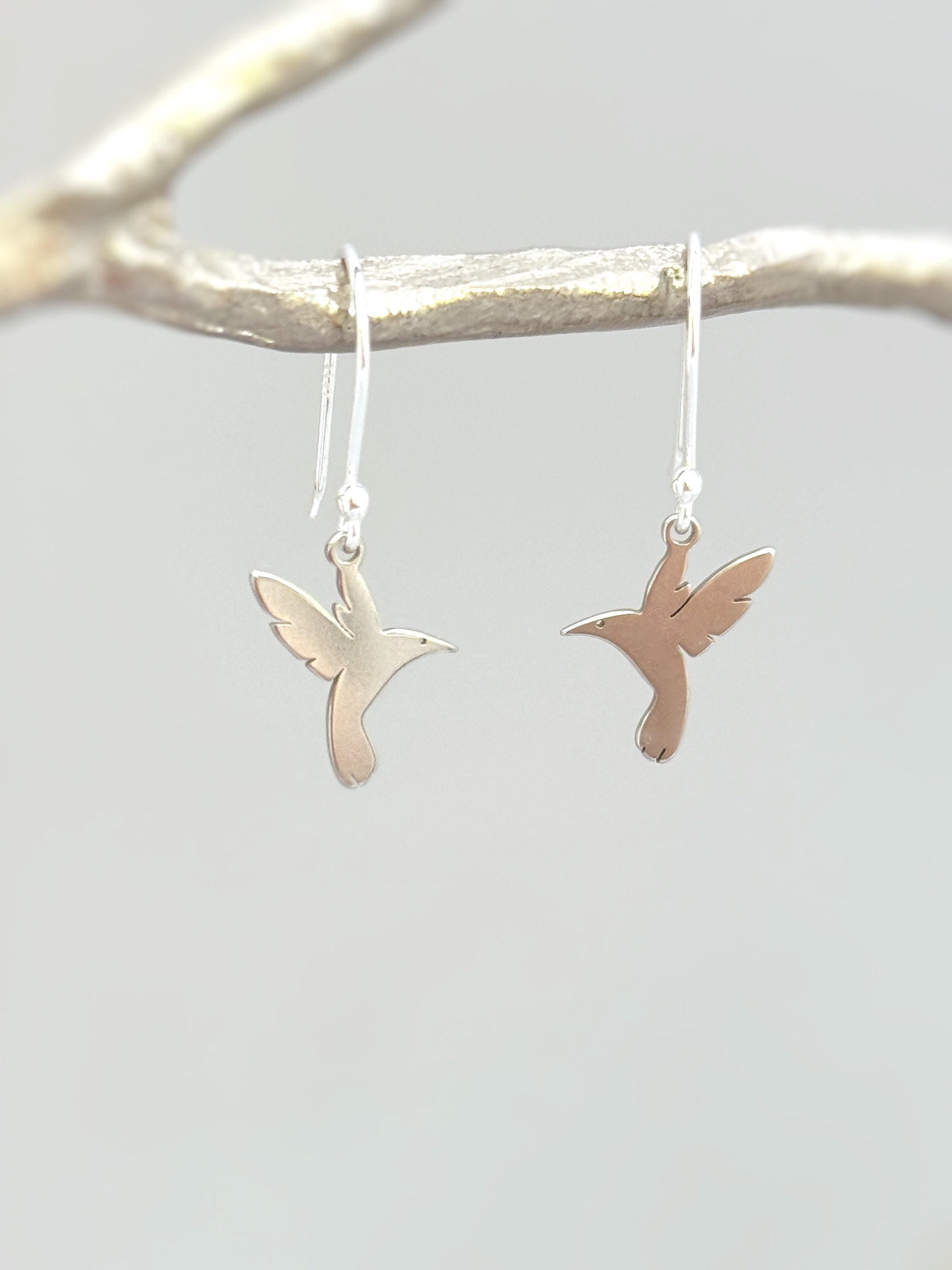 Gold Hummingbird Earrings dangle