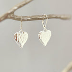 Silver Heart Earrings dangle sparkly boho handmade heart jewelry