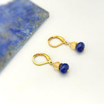 Citrine and Lapis Earrings dangle sterling silver gold