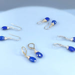 Facetted Lapis Lazuli Earrings Dangle Silver