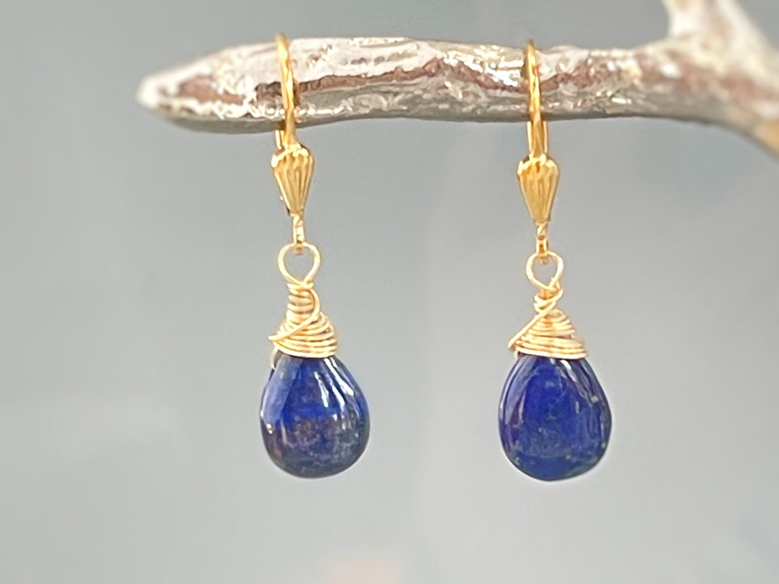 Lapis Earrings Gold, Silver