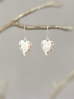 Silver Heart Earrings dangle sparkly boho handmade heart jewelry
