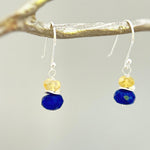 Citrine and Lapis Earrings dangle sterling silver gold