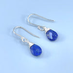 Silver Lapis Lazuli Earrings Dangle Silver, 14k Gold Teardrop Blue Gemstone Dangly Drop Earrings Everyday Minimalist Dainty Handmade Lapis Jewelry