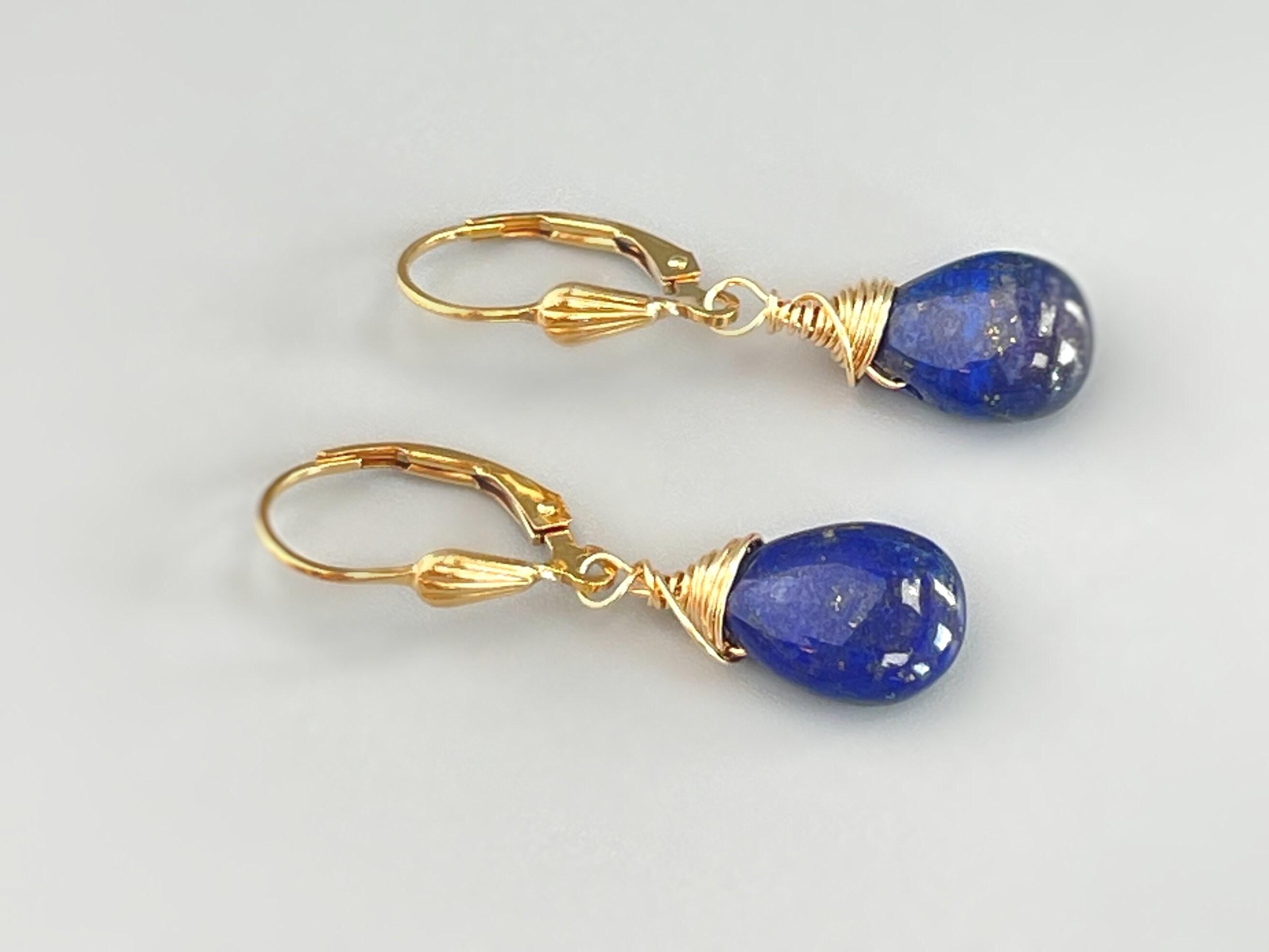 Lapis Earrings Gold, Silver