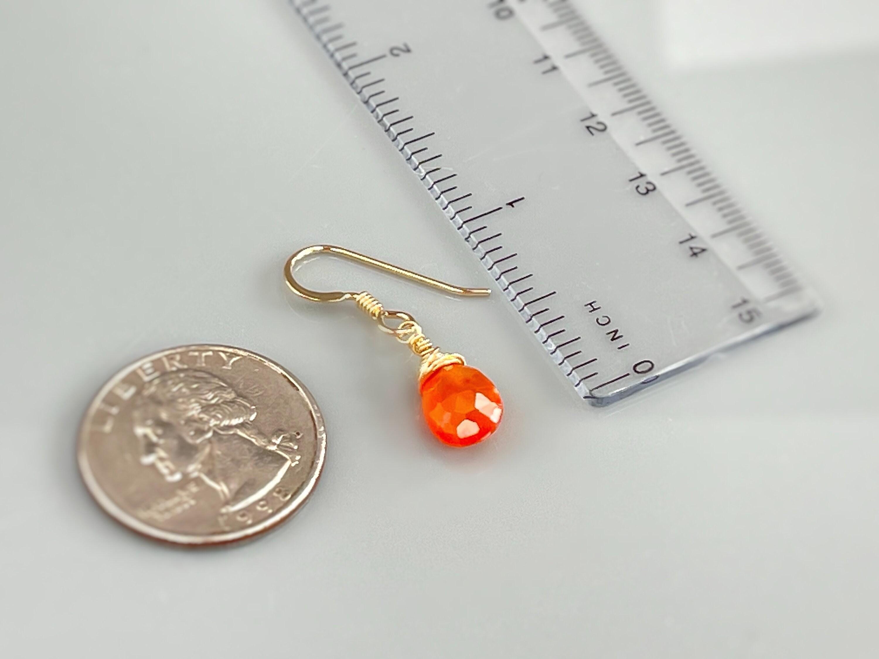 Carnelian Earrings Sterling Silver by ruler, 14k Gold Fill, Dangling Teardrop Orange Gemstone Earrings Handmade Carnelian Crystal Jewelry for women
