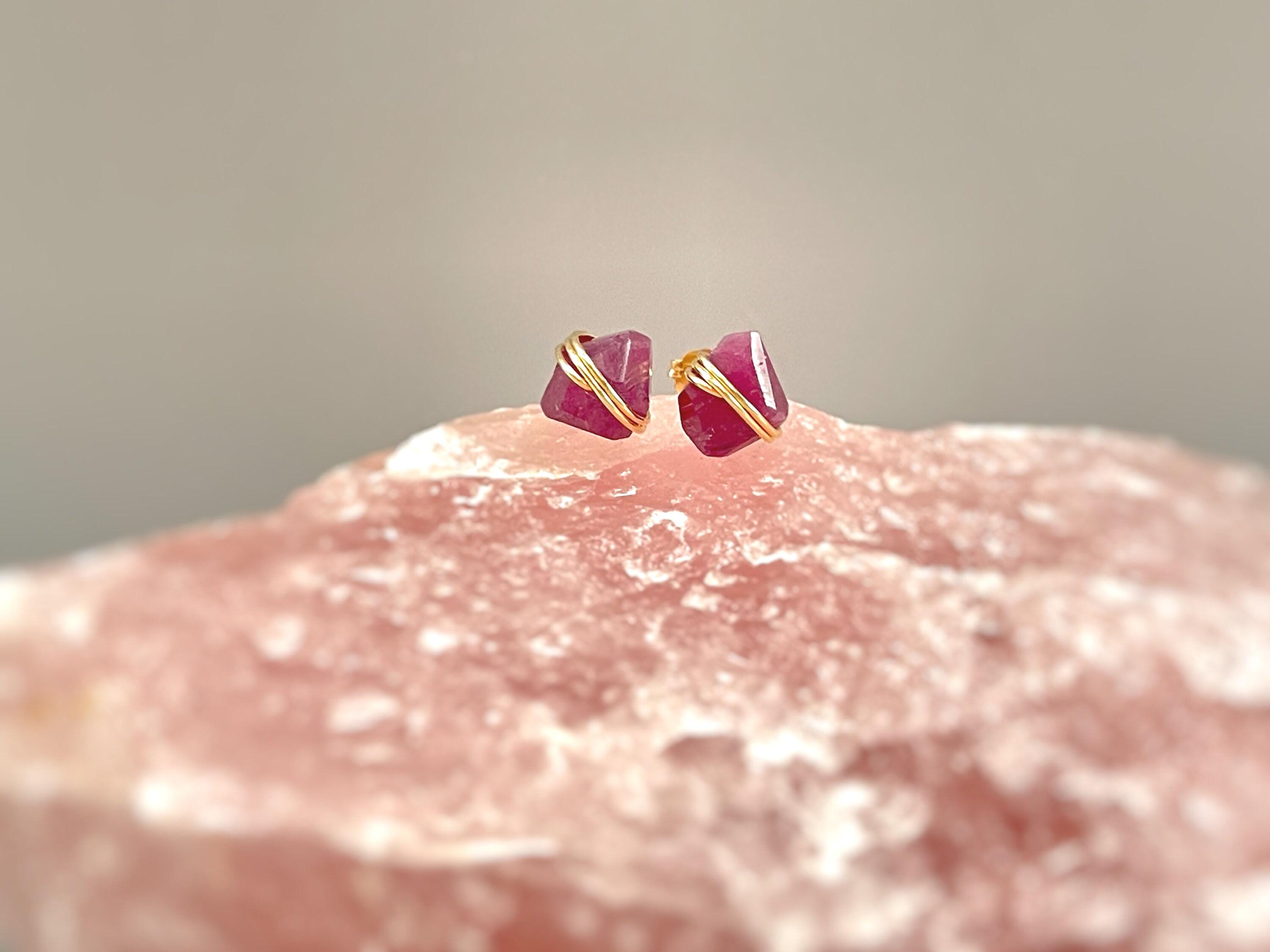 Raw Ruby Earrings 14k Gold Fill, Silver, Rose Gold