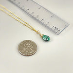 Dainty Emerald Necklace 14k gold Rose Gold, Sterling Silver Handmade Jewelry for women, mom gift green gemstone layering pendant choker by ruler for scale