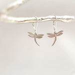 Dragonfly Earrings dangle Silver Gold, Rose Gold Handmade Dragonfly Jewelry gifts for girlfriend, sister, gardener, bug nature lover mom