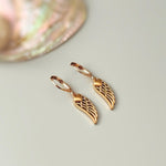Rose Gold Heart Earrings dangle drop boho angel wing handmade gold heart jewelry romantic gift for wife, girlfriend, mom, sister, daughter