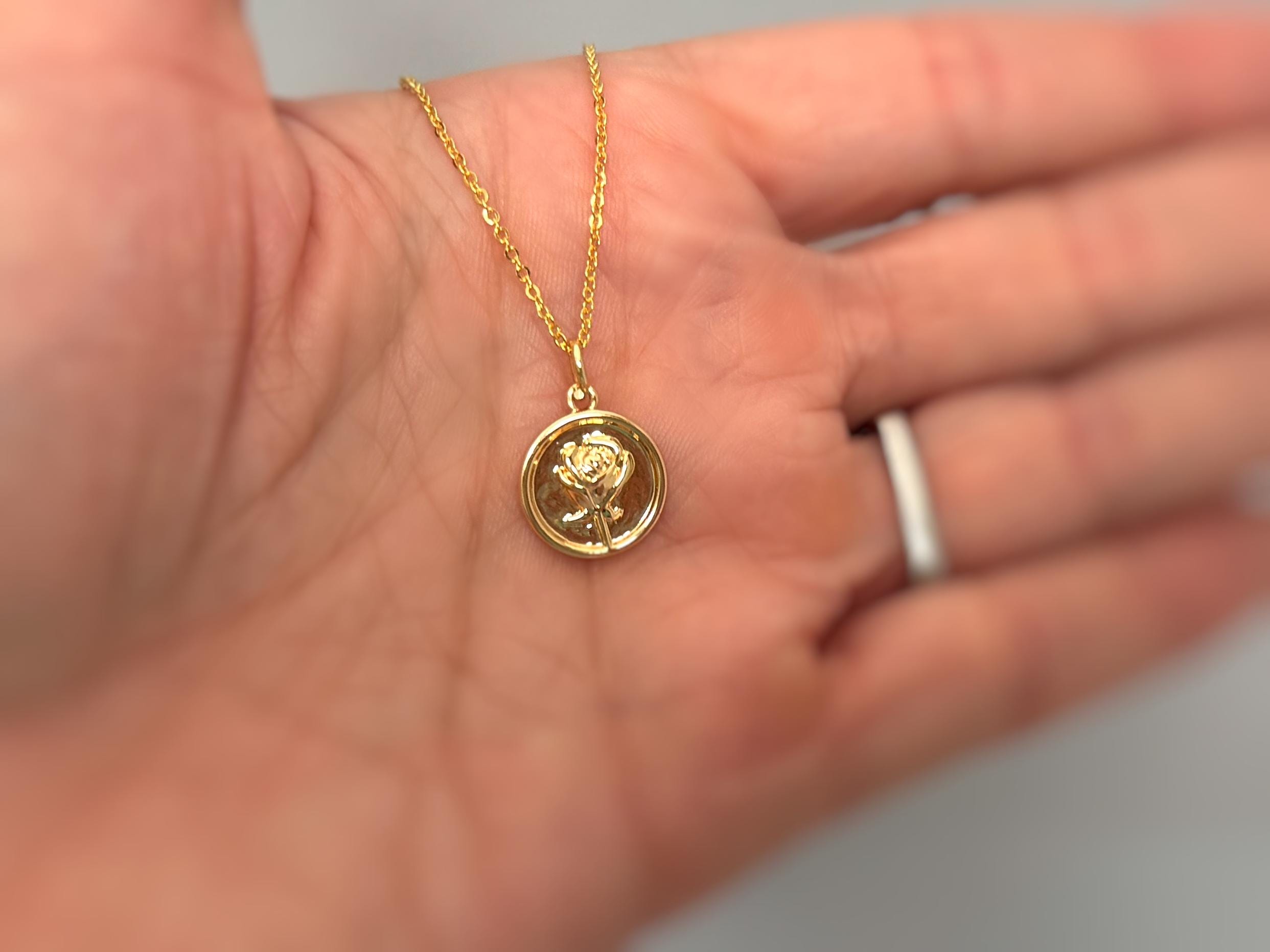 Gold Rose Necklace handmade June birthflower jewelry, romantic elegant gift for girlfriend, wife, sister, mom, best friend, bff anniversary