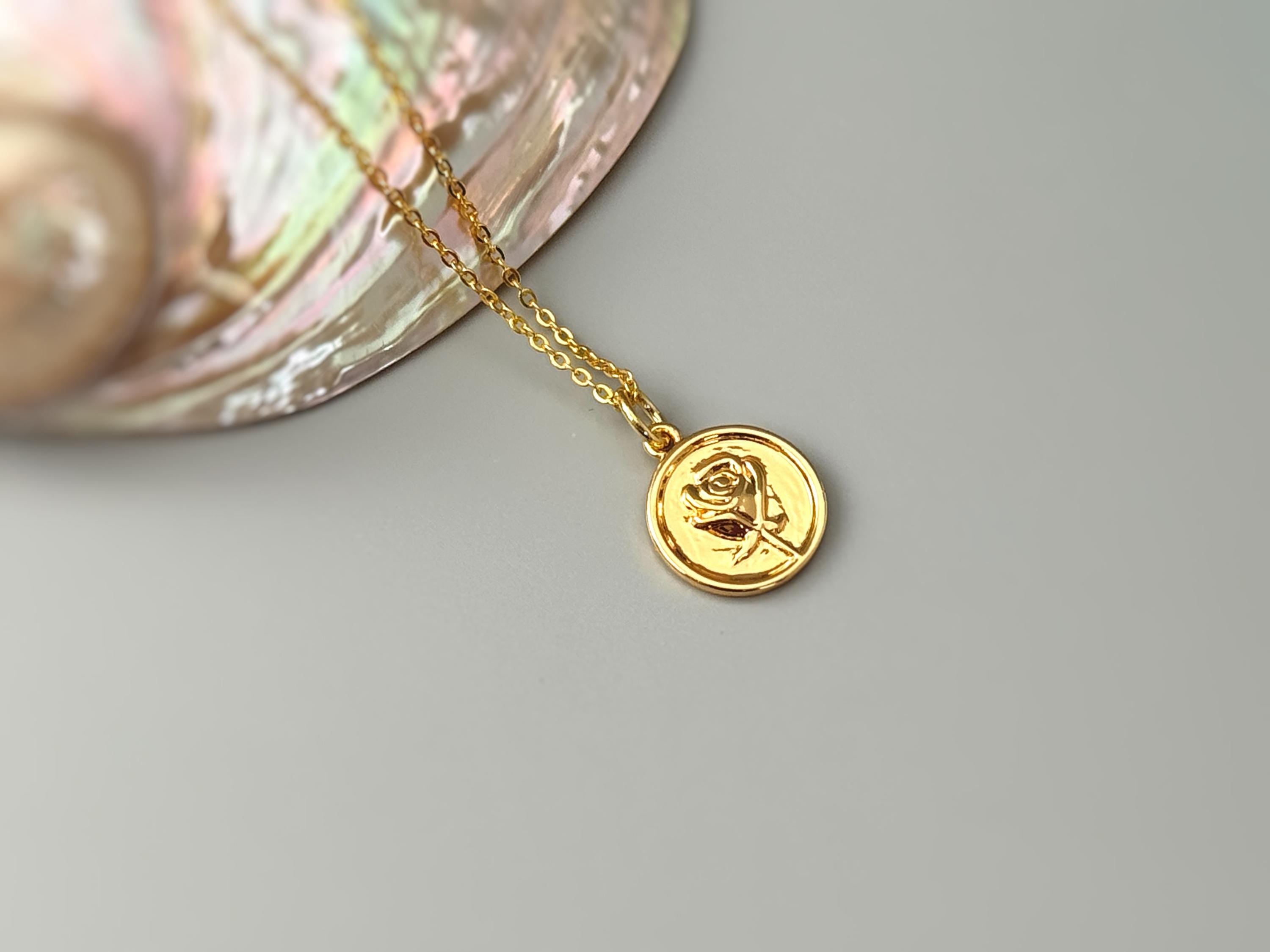 Gold Rose Necklace handmade June birthflower jewelry, romantic elegant gift for girlfriend, wife, sister, mom, best friend, bff anniversary
