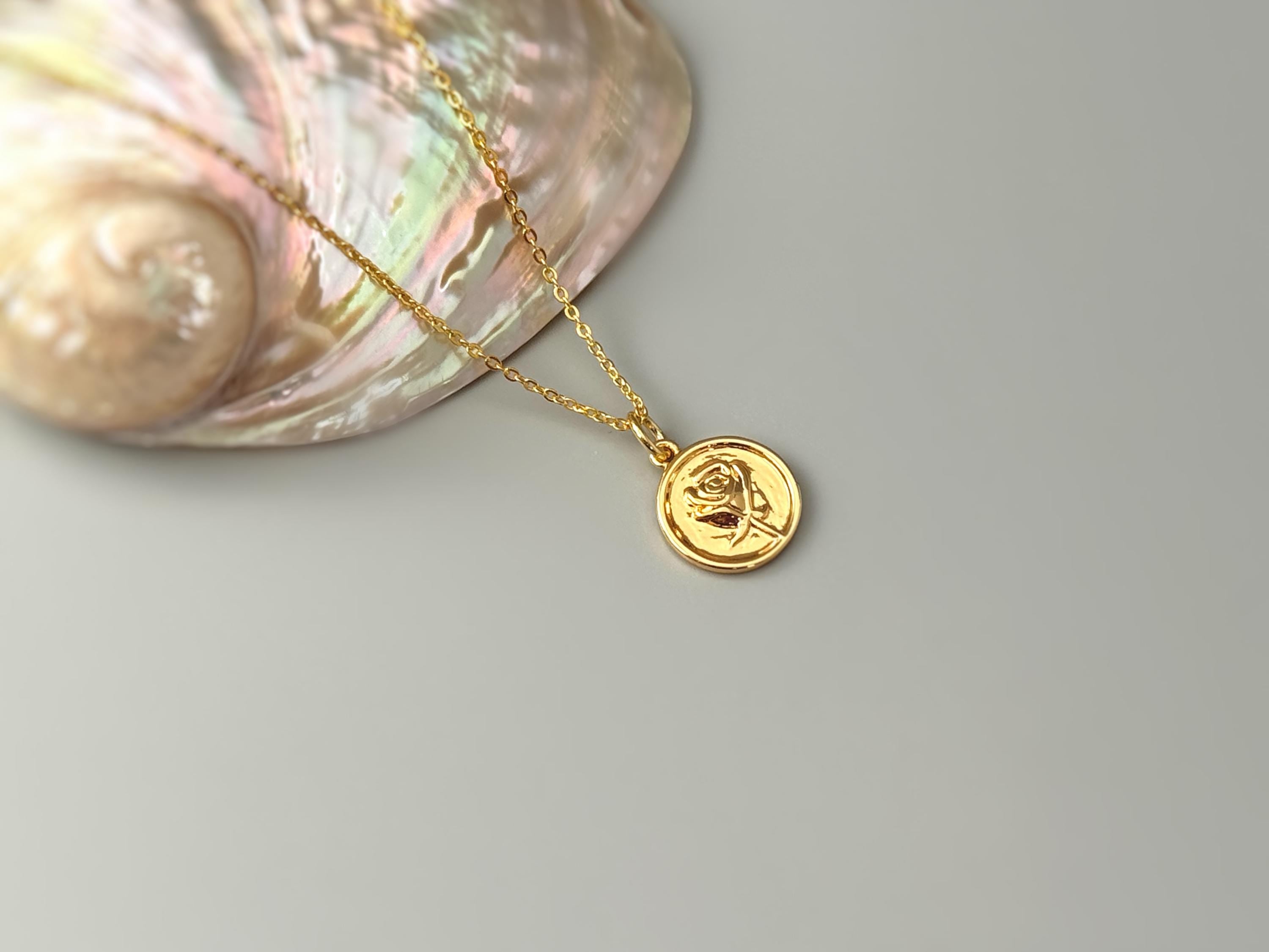 Gold Rose Necklace handmade June birthflower jewelry, romantic elegant gift for girlfriend, wife, sister, mom, best friend, bff anniversary