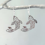 Koi Fish Earrings Dangle Unique Handmade Jewelry lightweight large chandelier earrings for women fun funky novelty gift for animal lovers