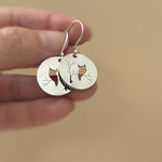 Owl Earrings dangle silver handmade witchy jewelry unique dangling spooky gothic earrings gift for nature and bird lovers, mom, sister, bff