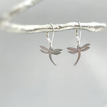 Dragonfly Earrings dangle Gold, Silver, Rose Gold