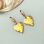 Gold Heart Earrings dangle sparkly boho handmade leverback heart jewelry romantic anniversary valentines gift for wife, girlfriend, mom