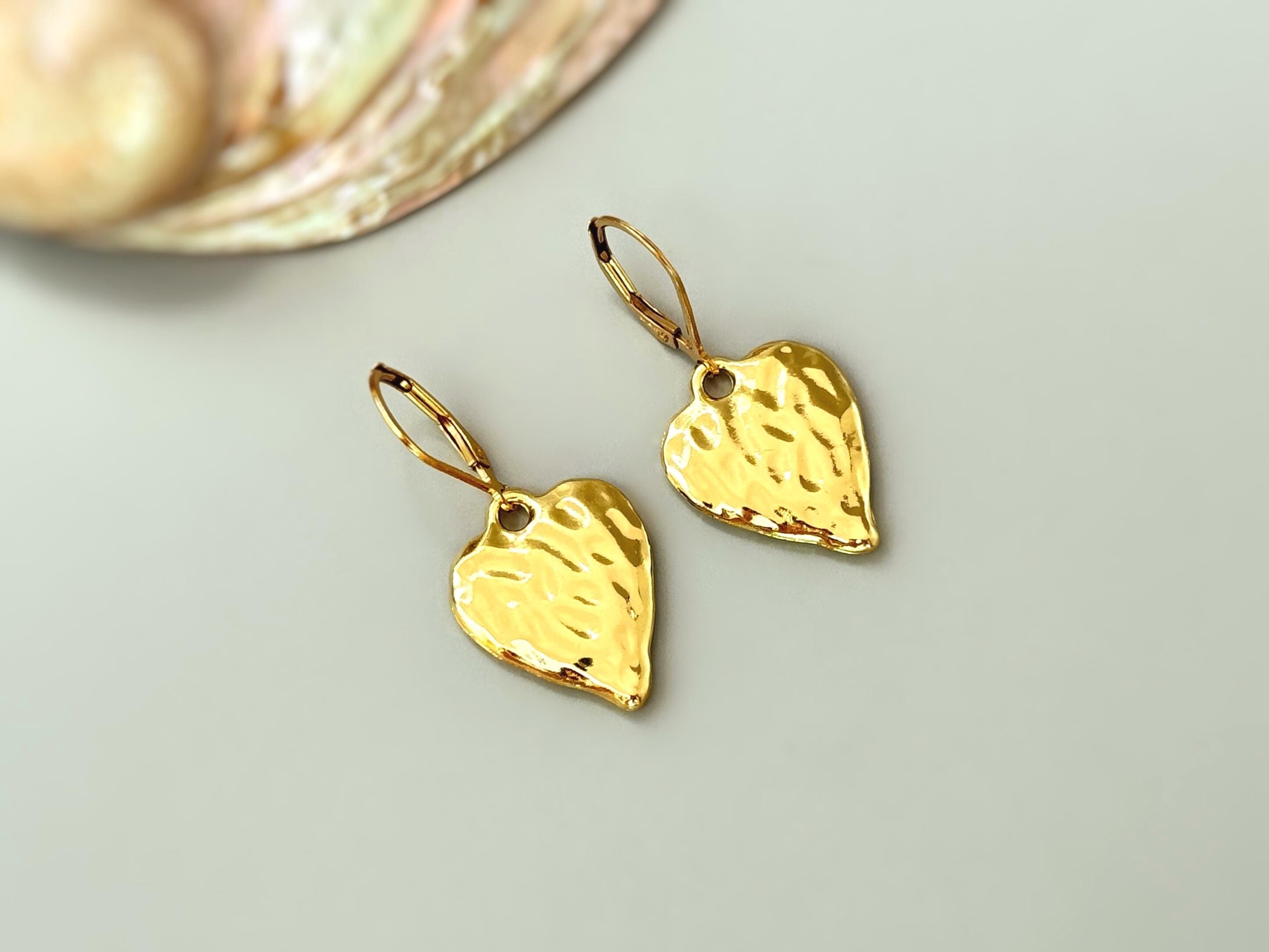 Silver Heart Earrings dangle sparkly boho handmade heart jewelry