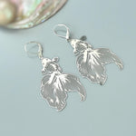 Silver Fish Earrings Dangle lightweight large statement chandelier earrings big unique whimsical handmade jewelry, fun gift for sister bff