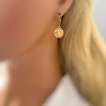 Gold Rose Earrings Dangle June birthflower jewelry