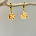 Gold Rose Earrings Dangle June birthflower jewelry