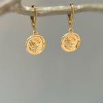 Gold Rose Earrings Dangle handmade June birthflower jewelry, romantic elegant gift for girlfriend, wife, sister, mom best friend anniversary