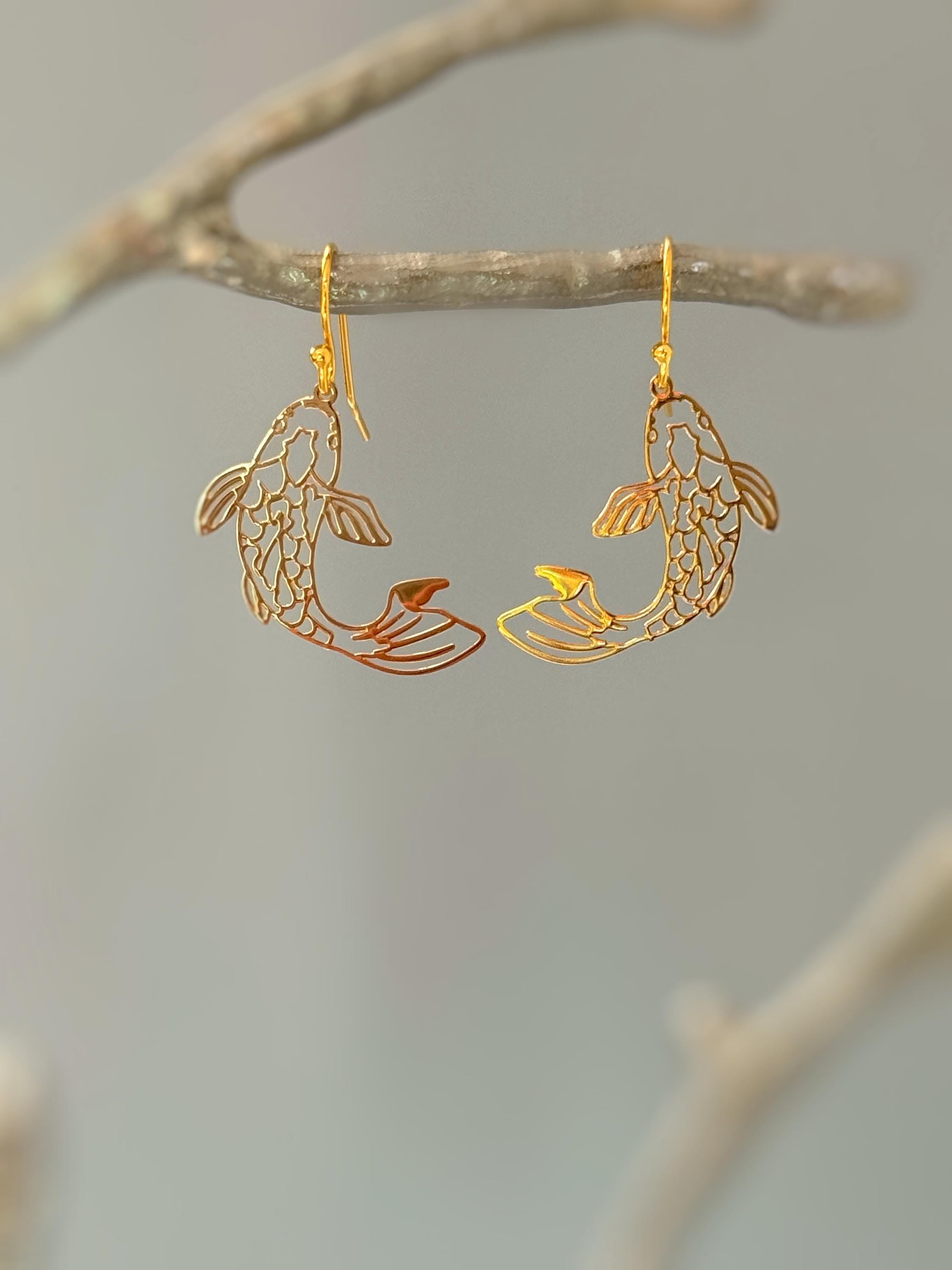 Koi Fish Earrings Dangle Unique Handmade Fish Jewelry lightweight large chandelier earrings for women fun trendy gift for animal lovers