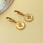 Gold Rose Earrings Dangle handmade June birthflower jewelry, romantic elegant gift for girlfriend, wife, sister, mom best friend anniversary