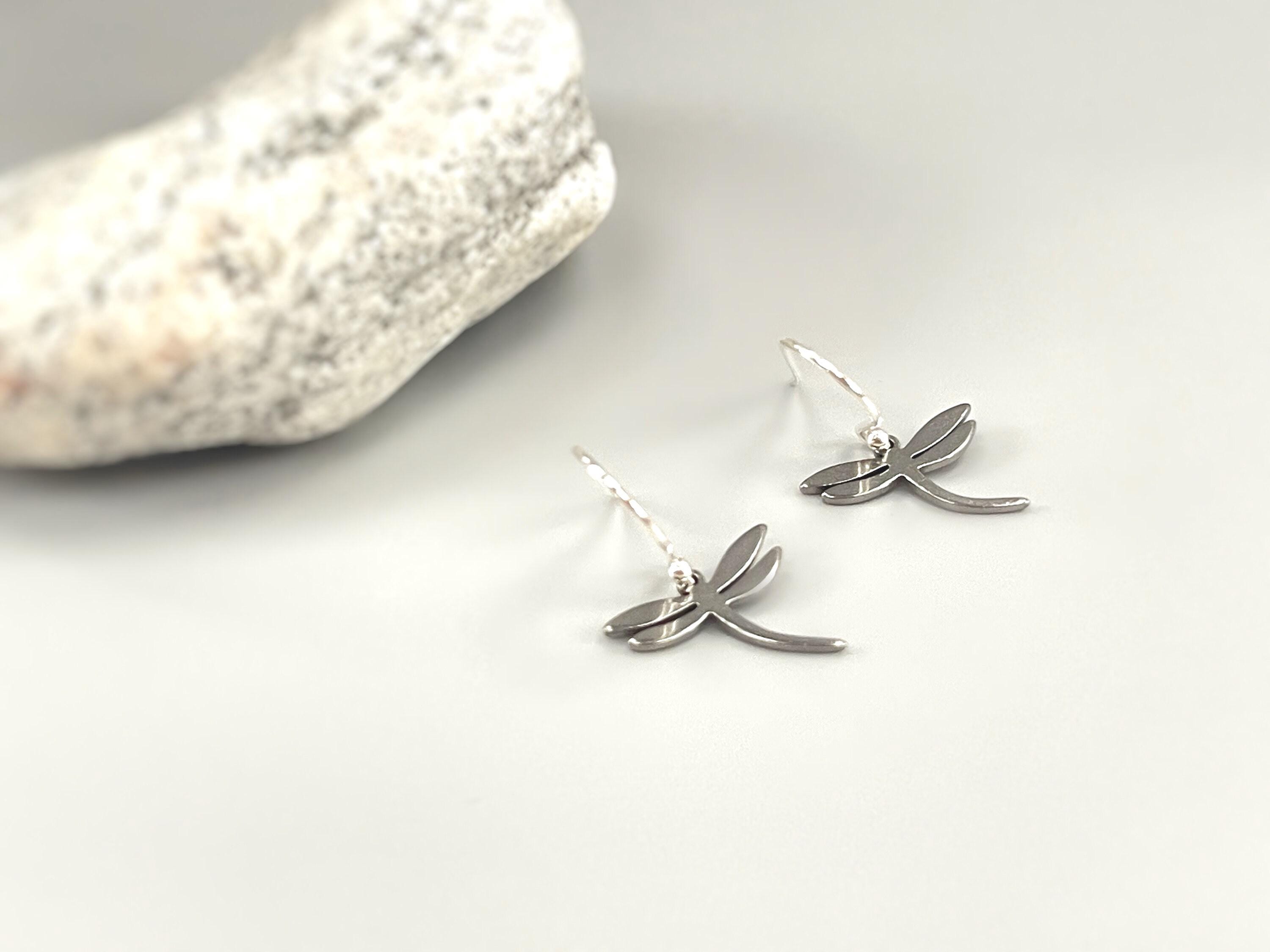 Dragonfly Earrings dangle Gold, Silver, Rose Gold