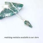 Moss Agate Hoop Earrings Dangle 14k Gold Fill Huggie Hoops