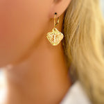 Honey Bee Earrings dangle Gold, unique handmade honeycomb boho statement bumble bee jewelry gift for gardeners nature lovers bff mom