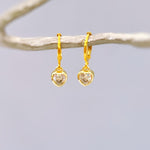 Dainty Crystal Heart Earrings Gold Huggie Hoops Dangle charms Silver, Rose Gold romantic birthday gift girlfriend bff sister daughter gift