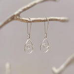 Teardrop Wave Earrings dangle sterling silver handmade dangly long lightweight Jewelry unique gift for best friend sister nature water lover