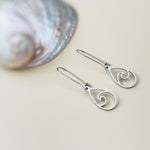 Teardrop Wave Earrings dangle sterling silver handmade dangly long lightweight Jewelry unique gift for best friend sister nature water lover
