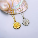Sunflower Necklace gold, silver birth flower pendant for women summer Birthflower jewelry for August birthday gift for gardener mom wife