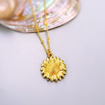 Sunflower Necklace gold, silver birth flower pendant for women summer Birthflower jewelry for August birthday gift for gardener mom wife