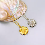 Sunflower Necklace gold, silver birth flower pendant for women summer Birthflower jewelry for August birthday gift for gardener mom wife