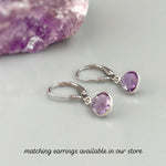 Pink Amethyst Necklace Sterling Silver handmade purple gemstone pendant February birthstone jewelry layering necklace for women gift for mom