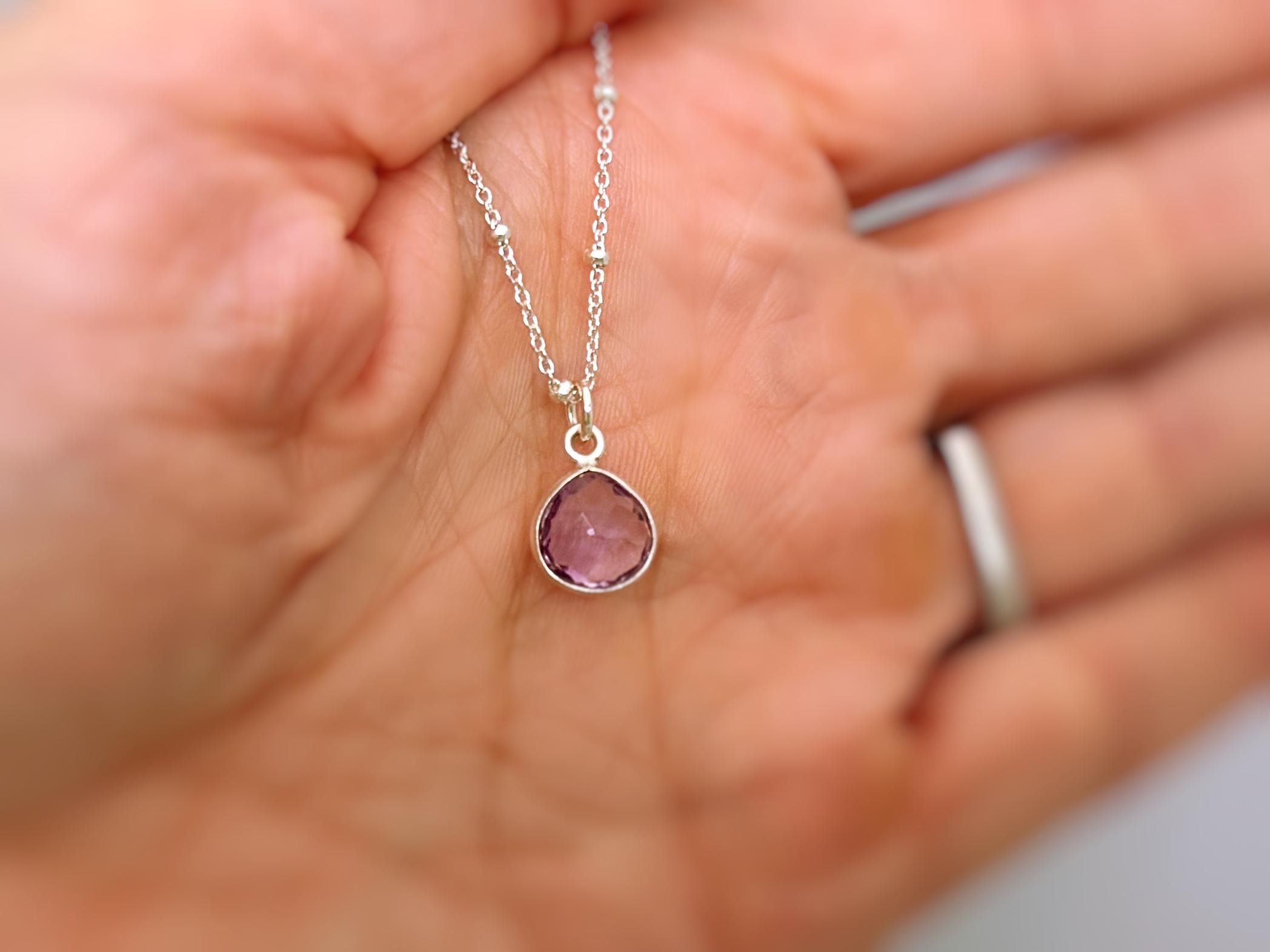 Amethyst Orchid Necklace 14k Gold Fill handmade flower pendant February purple Birthstone jewelry for women gift for mom, wife sister bff