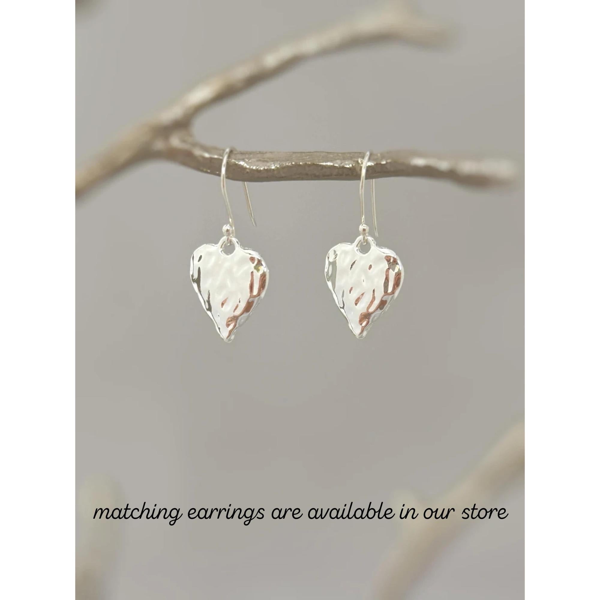 Hammered Gold Heart Necklace silver heart pendant for women romantic handmade jewelry gift for mom, grandma, wife, sister bff, girlfriend